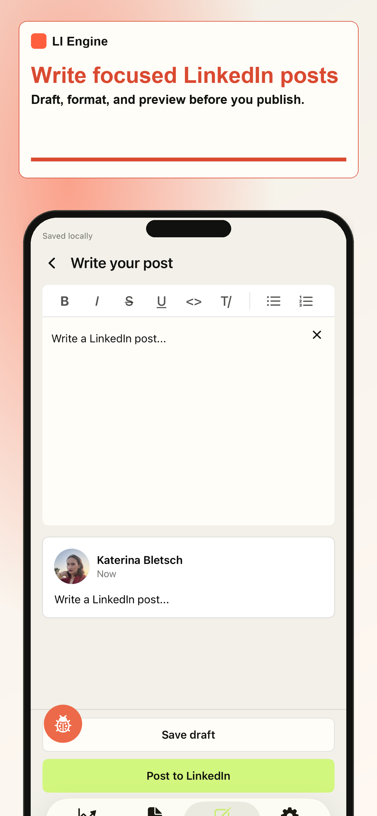Bloomary Editor screen